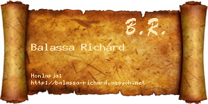 Balassa Richárd névjegykártya